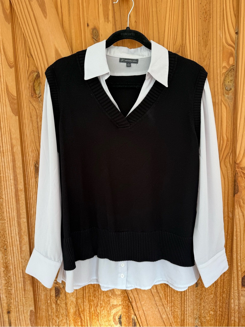 V-Neck Sweater Vest with White Shirt Layer